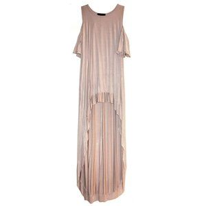 Rae Mode Hi Low Cold Shoulder Top in Beige Tan Neutral Viscose Modal Span Soft